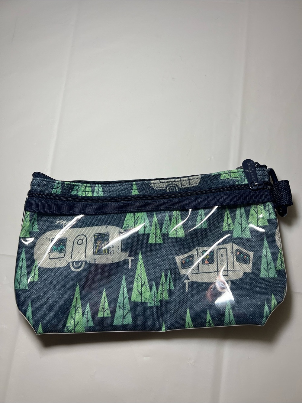 Thirty-One Clear Clip Pouch RV There Yet Pattern Small Travel Bag